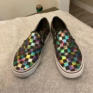 Vans Classic Slip On colorful checks Women's 7.5